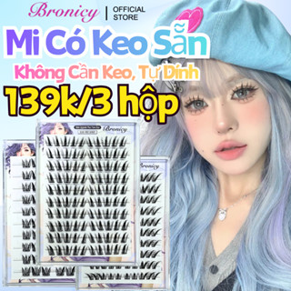  139k 3 Hộp Mi Giả Có Keo Sẵn Bronicy Mi Giả Không Cần Keo Tự Dính Hướng Dương Dày Tự Nhiên Hàn Quốc 