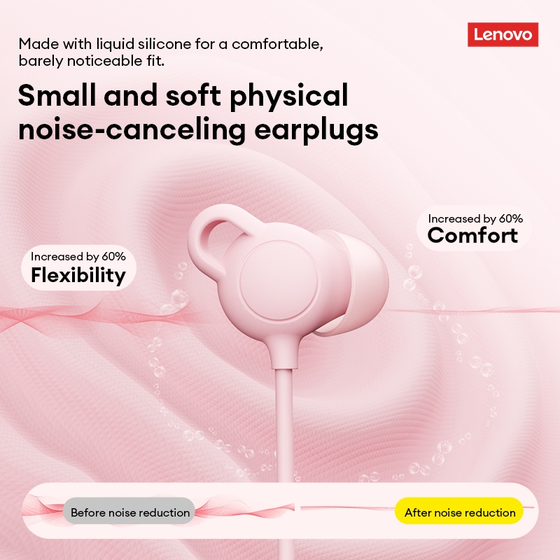 Tai nghe có dây Lenovo YF44 và tai nghe ngủ có cách ly tiếng ồn và silicon mềm để ngủ bên | BigBuy360 - bigbuy360.vn