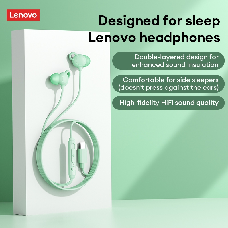 Tai nghe có dây Lenovo YF44 và tai nghe ngủ có cách ly tiếng ồn và silicon mềm để ngủ bên | BigBuy360 - bigbuy360.vn