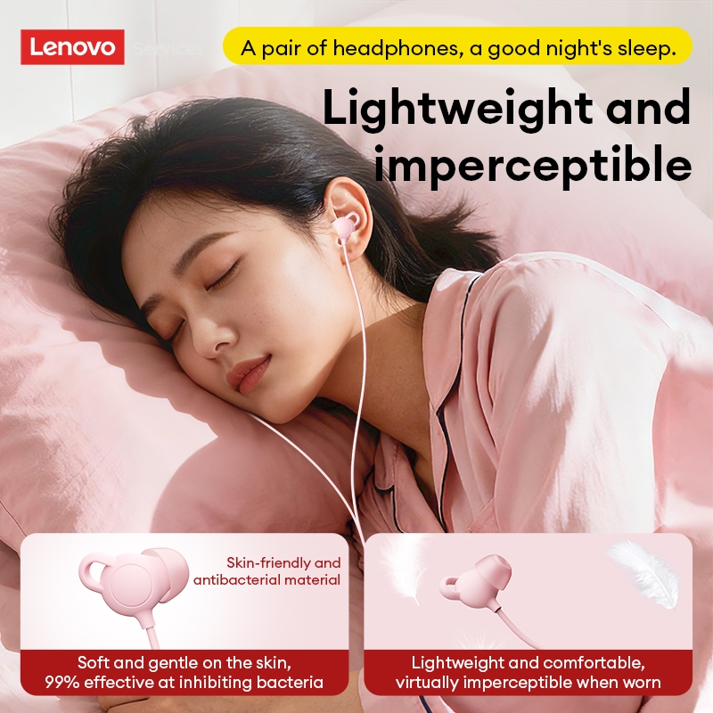 Tai nghe có dây Lenovo YF44 và tai nghe ngủ có cách ly tiếng ồn và silicon mềm để ngủ bên | BigBuy360 - bigbuy360.vn