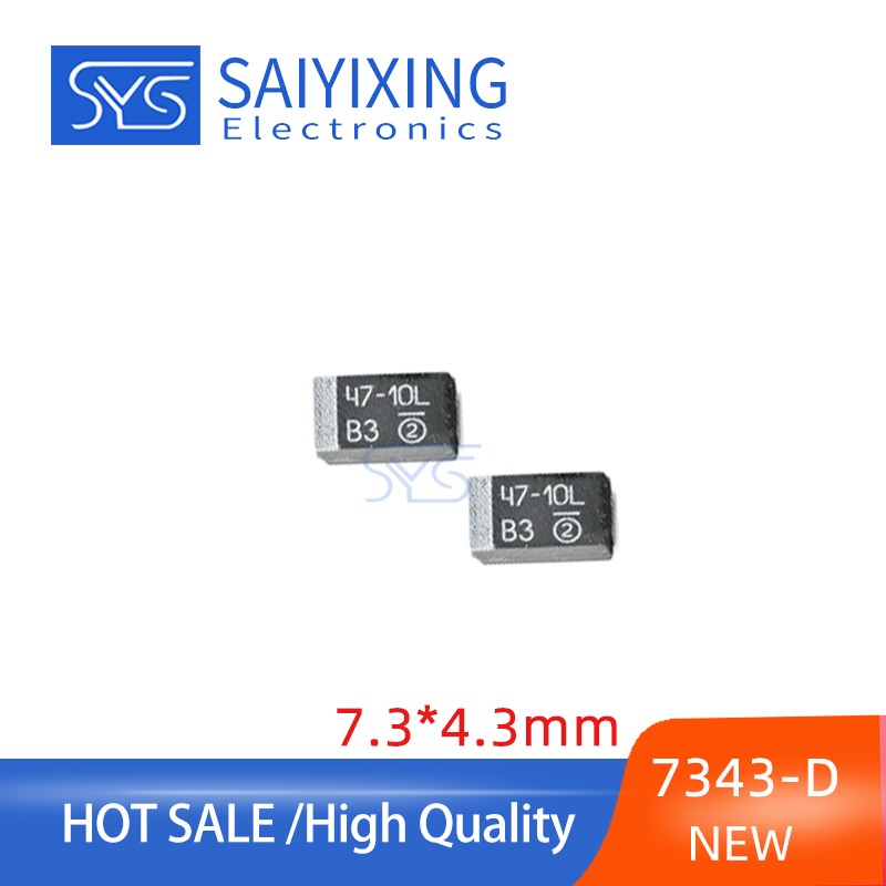 5 Chiếc 7343 Miếng Dán Loại D Tụ Điện Tantalum 47-10L / 10V 47uF 330-10L / 330UF 10V Tụ Điện Đen