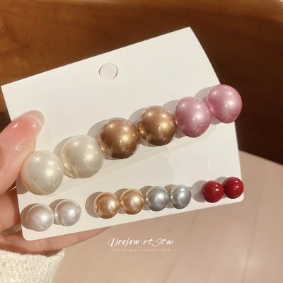 DREJEW Bông tai ngọc trai nhiều màu trắng/vàng/red, phụ kiện thời trang hằng ngày