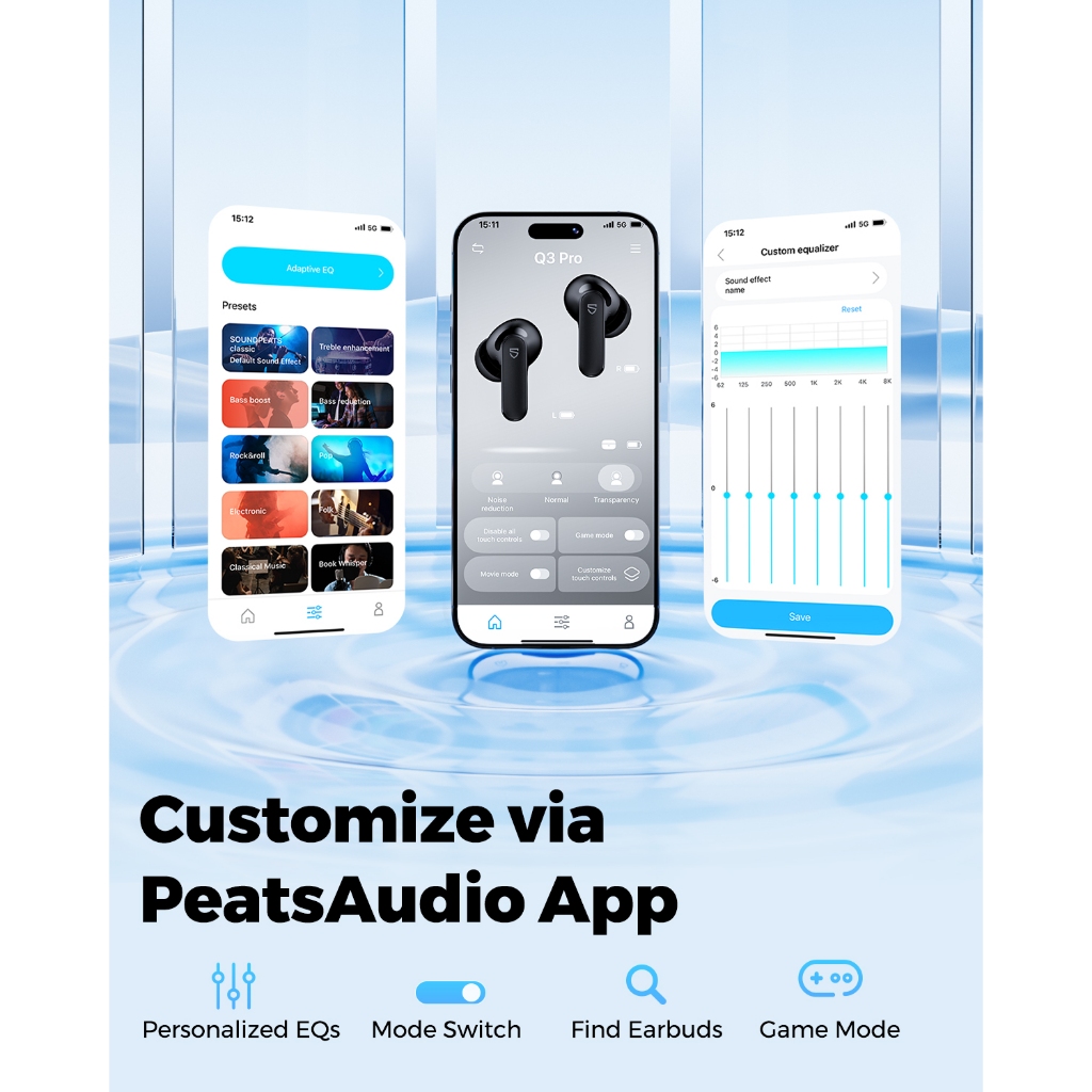 Tai nghe không dây SoundPEATS Q3 Pro Bluetooth 6.0 Dual Mics ANC Chế độ chơi game Hỗ trợ ứng dụng | BigBuy360 - bigbuy360.vn