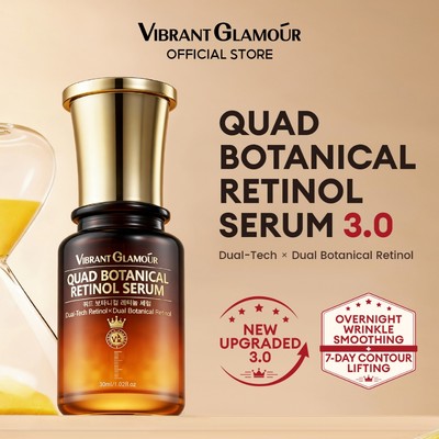 VIBRANT GLAMOUR Quad Botanical Retinol Serum 3.0 with Golden Microbeads Làm mịn & Làm săn chắc & Nhẹ nhàng cho da nhạy cảm 30ml