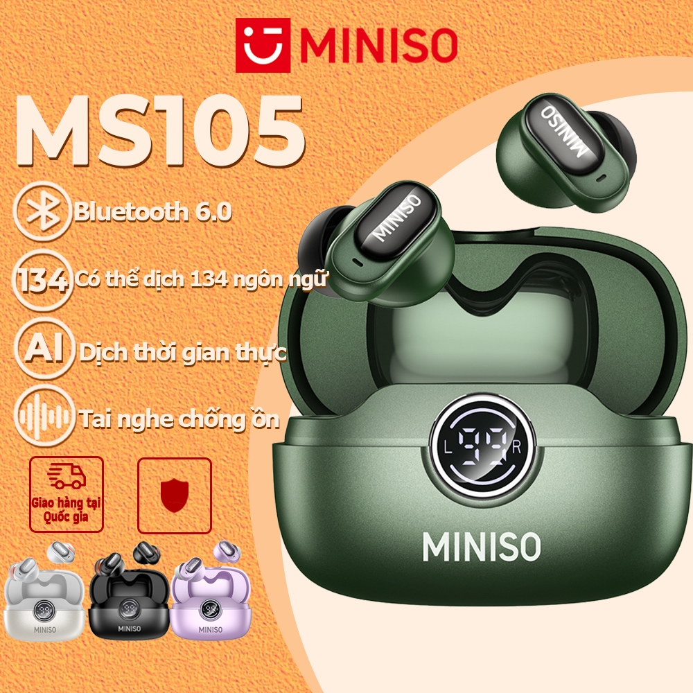 MNISO MS105 Tai nghe dịch thuật thông minh AI Tai nghe Bluetooth 6.0 Tai nghe chống ồn thông minh Chế độ đàm thoại AI Tai nghe nhét tai Chống nước IPX5 Tương thích với iOS/Android/PC | BigBuy360 - bigbuy360.vn