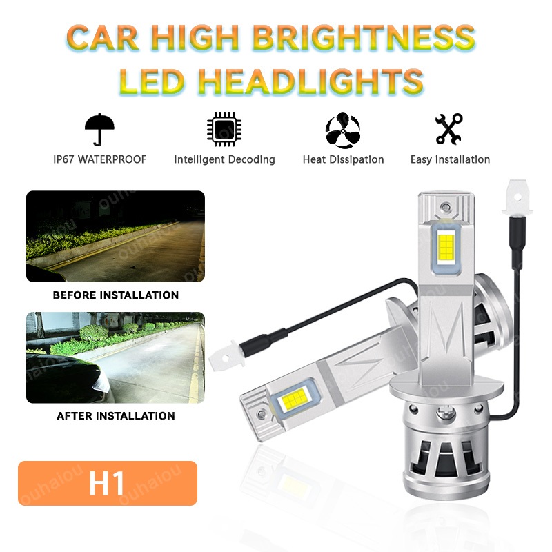 2 Chiếc H1 Bóng Đèn Pha LED 6500k Trắng Mát H1 Quạt Pha Ô Tô Chức Năng Làm Mát Sương Mù Cho Xe Ô Tô 