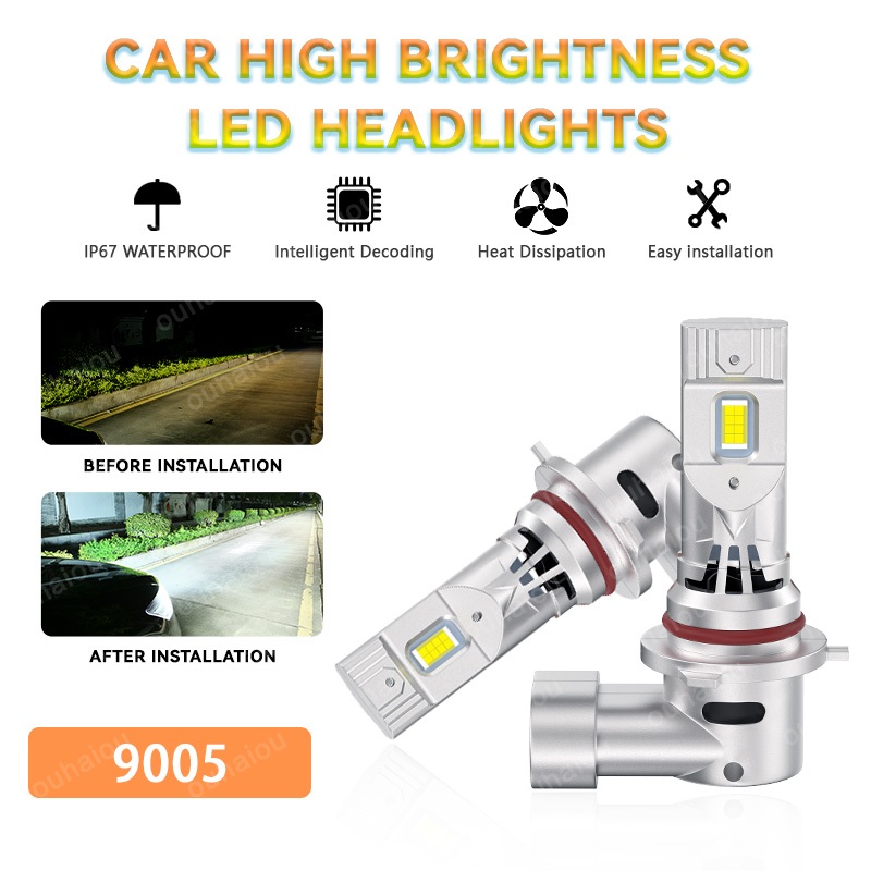 2 Chiếc HB3 9005 Bóng Đèn Pha LED 6500k Trắng Mát HB3 9005 Quạt Pha Ô Tô Chức Năng Làm Mát Sương Mù 