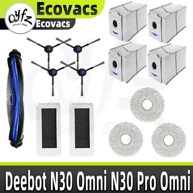 Qyfz Thích ứng với Ecovacs Ecovacs Deebot N30 Omni N30 Pro Omni Sweeper Phụ kiện làm sạch Bàn chải c