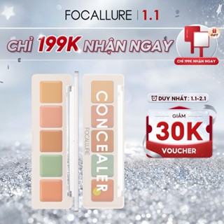  Bảng phấn che khuyết điểm FOCALLURE 5 màu độ che phủ cao dễ tán trọng lượng nhẹ 4.3g 