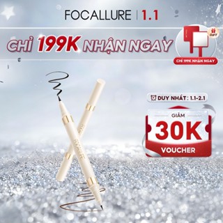  Bút kẻ mắt dạng lỏng FOCALLURE 2 đầu trong 1 khô nhanh chống nước không nhòe màu đen nâu 1.2g 