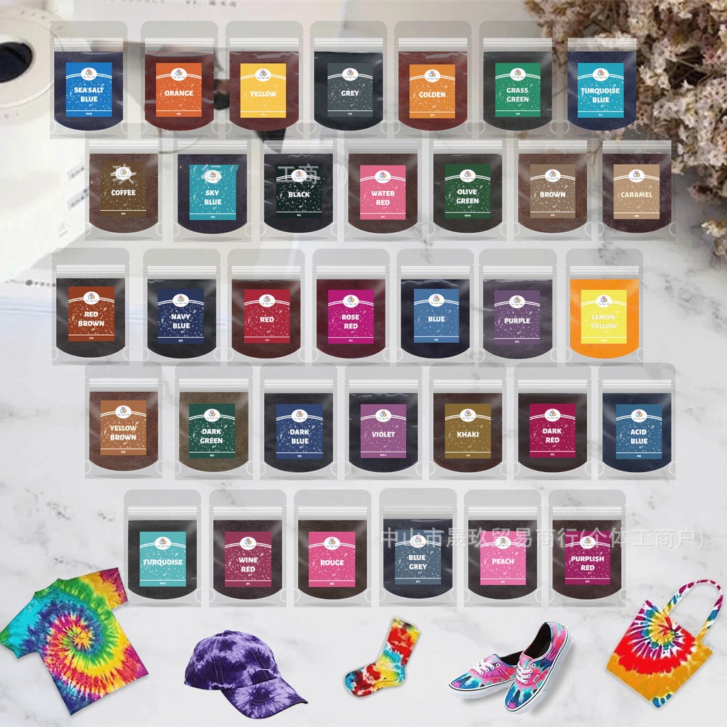 30 Màu 10g Gói Vải Nhuộm Dệt Nhuộm Quần Áo Thủ Công Dây Buộc Thuốc Nhuộm Thích Hợp Cho Cotton, Nylon Sắc Tố Đa Năng Cho Quần Áo Cũ Tân Trang