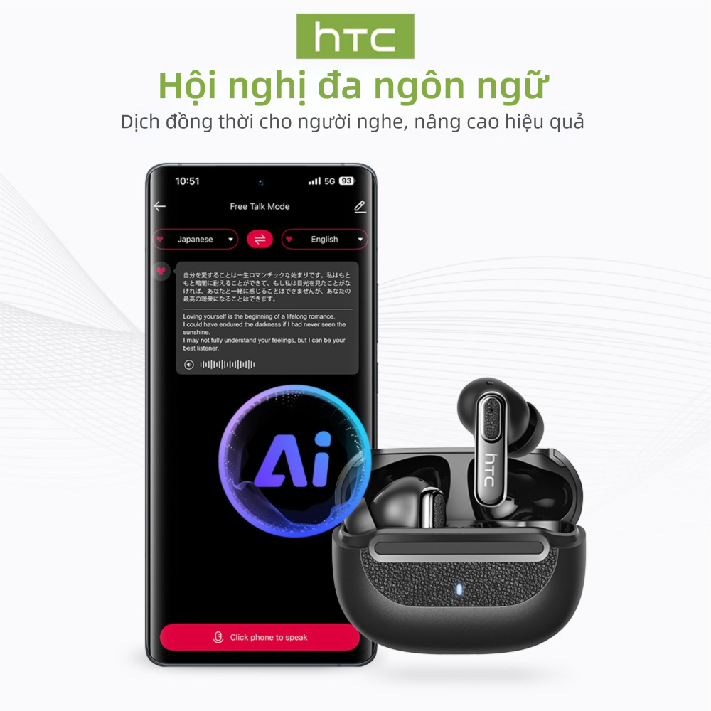 Bảo hành một năm Tai nghe dịch thuật HTC NE60 AI Tai nghe ngủ không dây LED Bluetooth 6.0 Business AI Tai nghe dịch thời gian thực IPX5 Tai nghe nhét tai chống nước Chất lượng âm thanh HIFI | BigBuy360 - bigbuy360.vn