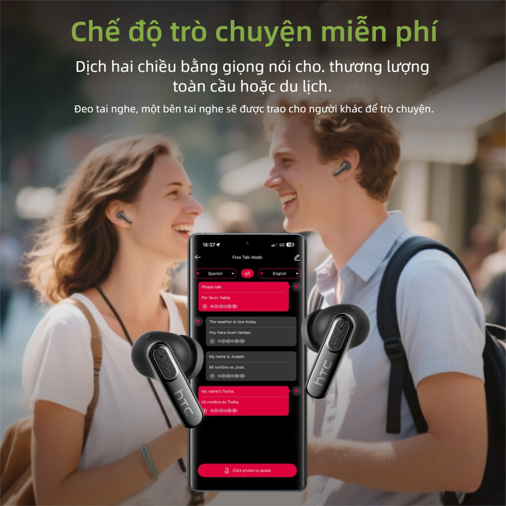 Bảo hành một năm Tai nghe dịch thuật HTC NE60 AI Tai nghe ngủ không dây LED Bluetooth 6.0 Business AI Tai nghe dịch thời gian thực IPX5 Tai nghe nhét tai chống nước Chất lượng âm thanh HIFI | BigBuy360 - bigbuy360.vn
