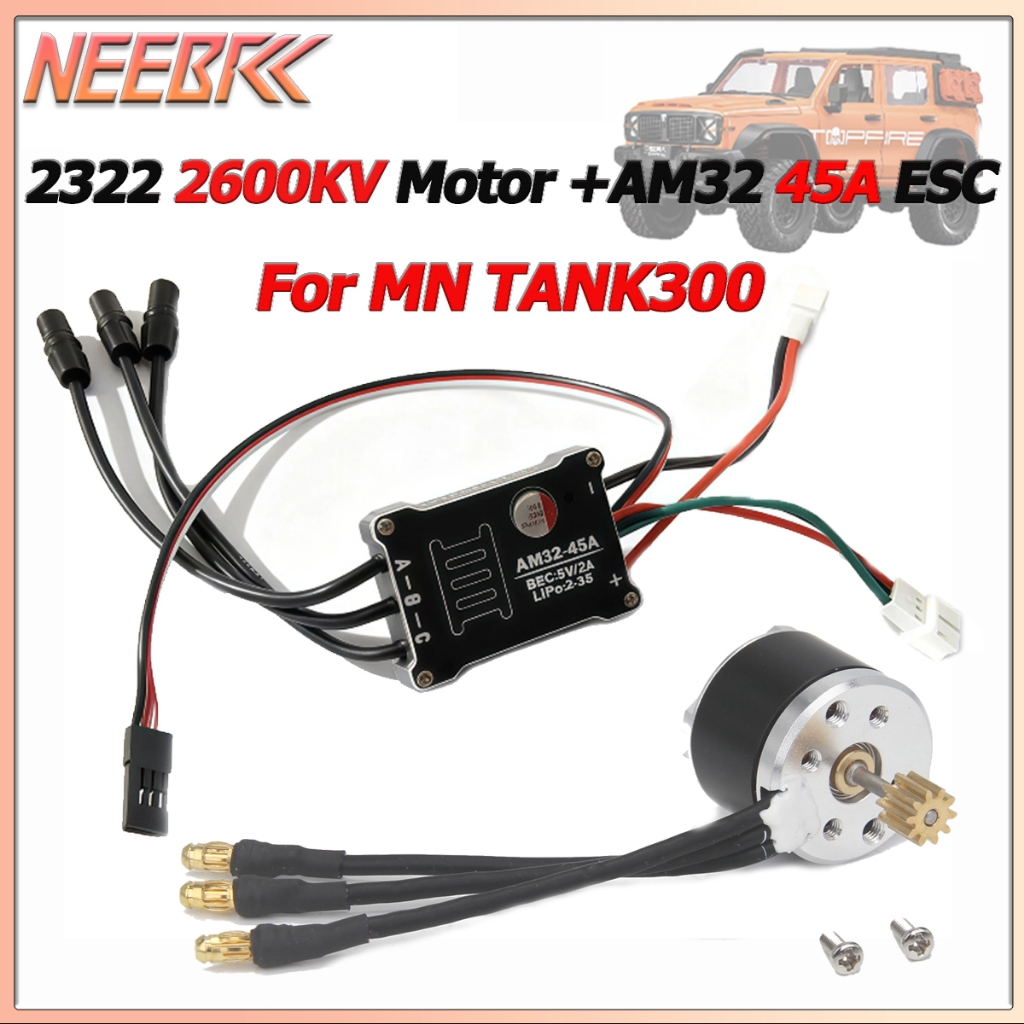 NEEBRC 2322 2600KV Động Cơ Không Chổi Than AM32 45A Kim Loại ESC Đầu Cắm Cho 1 / 12 RC Xe Bánh Xích 