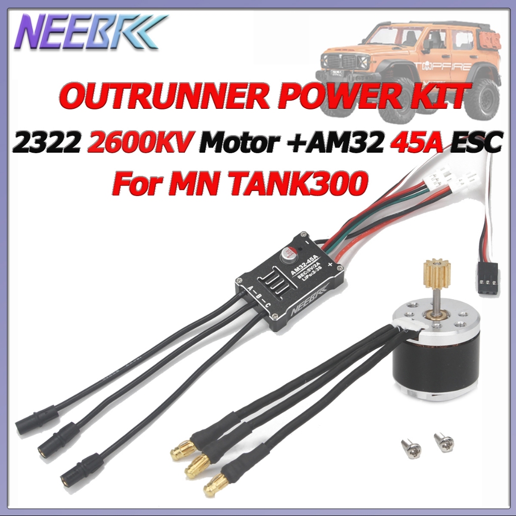 NEEBRC 2322 2600KV Động Cơ Không Chổi Than AM32 45A Kim Loại ESC Đầu Cắm Cho 1 / 12 RC Xe Bánh Xích 