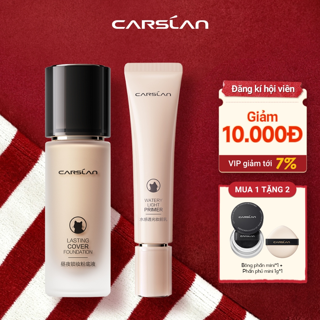 【Combo】Carslan Kem nền dạng lỏng Lasting 30g + Kem lót trang điểm 30g