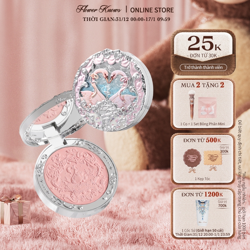  Phấn má hồng FLOWER KNOWS hình thiên nga 5g 