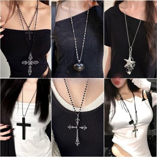  Vòng cổ nữ tình yêu cao cấp thời trang Vòng cổ chữ thập đen tối Hàn Quốc 