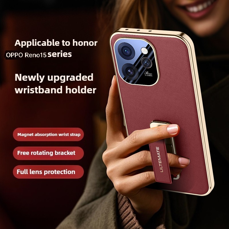 Dành Cho OPPO Reno 15 Pro 15 Pro Max Ốp Lưng Da Kim Loại Bảo Vệ Dây Đeo Tay Giá Đỡ Ốp Lưng Cho OPPO 
