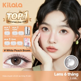  Kính áp tròng Kilala màu nâu White Peach Brown DIA 14.5mm lens cận 6 tháng có độ  0-8  1 cặp 
