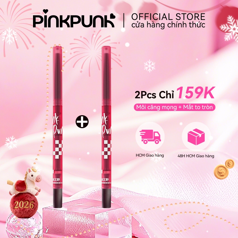COMBO 2 PinkPunk Chì Kẻ Viền Môi Lâu Trôi Lipliner Bút kẻ Bọng Mắt 3 in 1