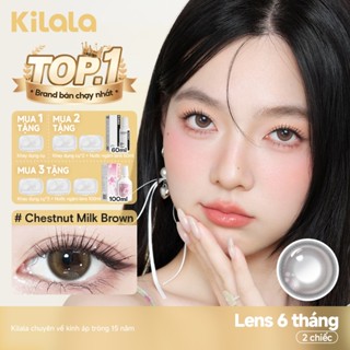  Kính áp tròng Kilala màu nâu Chestnut Milk Brown Whiskey Brown lens cận 6 tháng DIA 14.2mm có độ  0-8  1 cặp 