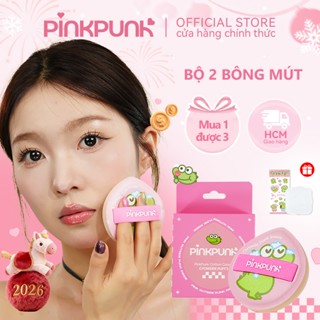  Bông mút Pinkpunk Matcha Dandan Cute Miếng bông phấn hình chú ếch khủng long 2 in 1 Powder Puff Air Cushion Kem mềm không hút kem nền giúp đánh kem nền phấn phủ 