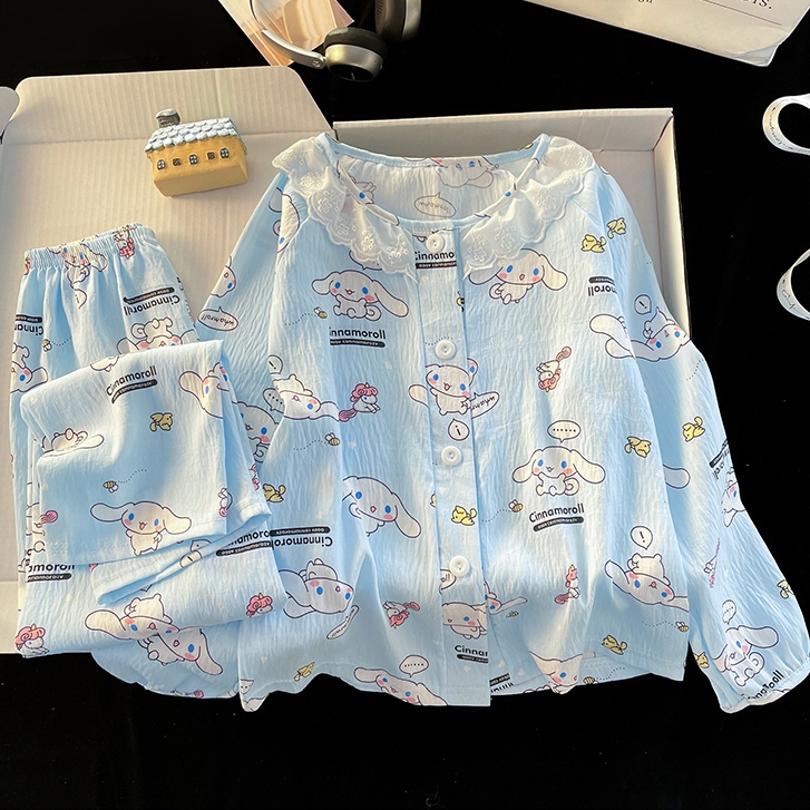 Bộ đồ ngủ ren tròn dài tay cho bé gái Bộ đồ ngủ thời trang cho bé từ 6 - 7 tuổi