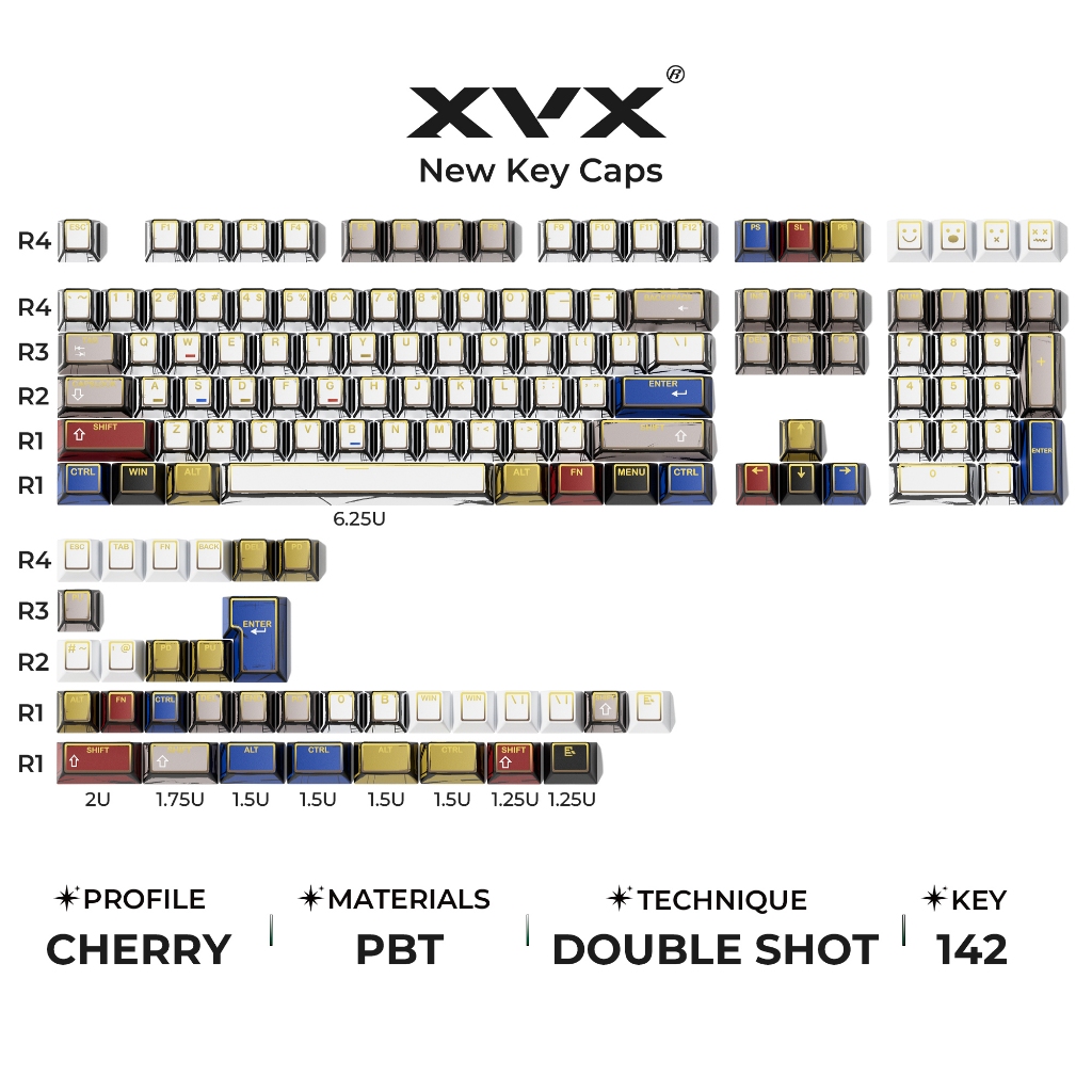 XVX PRISM Plum Blossom / Snow / Graffiti / Mecha / Blade Shine-Through Double shot Cherry Profile PBT Bàn phím cơ Keycap Set 142 phím Tương thích với tất cả các công tắc MX | BigBuy360 - bigbuy360.vn