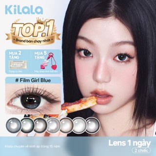  Kính áp tròng Kilala lens 1 ngày màu xám  DIA 14.0mm 14.2mm 14.5mm Filmgirl Blue  Lychee Grey  Heroine Purple và màu xám  lens cận  có độ  0-7  2 chiếc 