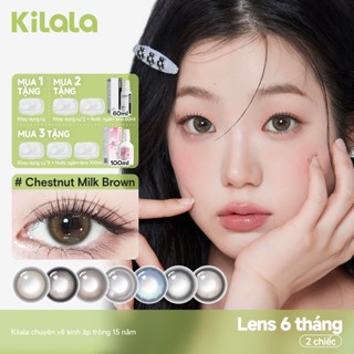 Kính áp tròng Kilala màu nâu Chestnut Milk Brown  Yay Radiowave Black White Peach Brownlens cận 6 tháng DIA 14.2mm  14.5mm có độ  0-7  1 cặp 