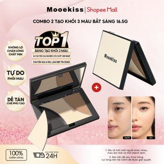  COMBO 2 Bảng Khối Mooekiss Phấn Bắt Sáng Tự Nhiên Lâu Trôi Chống Nước 16.5g*2 