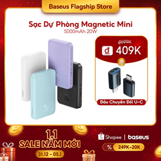  Baseus Sạc Dự Phòng 5000mah mini Không Dây Có Nam Châm Tự Động Bật Tắt 