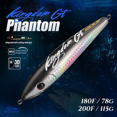 Bút chì câu cá biển Kingdom PHANTOM 180mm / 200mm 78g / 115g Mồi nổi trên mặt nước Mồi cứng Mồi câu cá câu cá Wobblers cho GT Cá ngừ Cá thu Swordfish Biển Bass