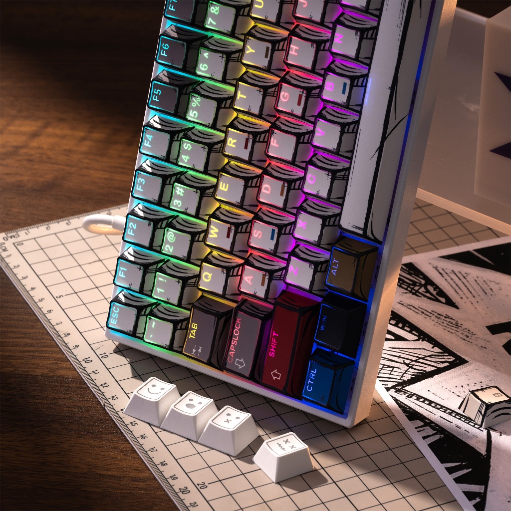 XVX PRISM Plum Blossom / Snow / Graffiti / Mecha / Blade Shine-Through Double shot Cherry Profile PBT Bàn phím cơ Keycap Set 142 phím Tương thích với tất cả các công tắc MX