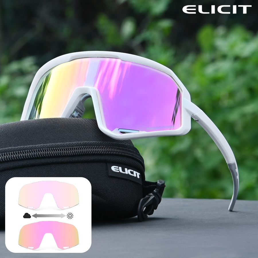 Kính thể thao ELICIT-E809 đổi màu, UV400, chống gió-cát, phù hợp đi xe đạp, chạy bộ
