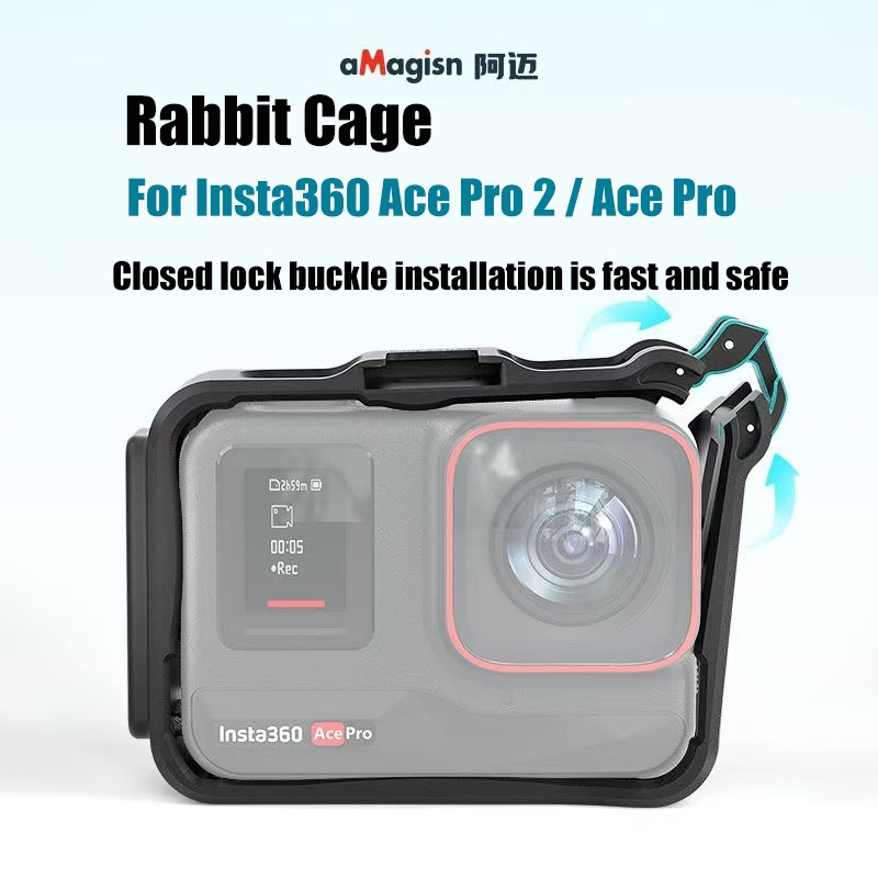 Lồng Thỏ AMagicsn Cho Insta360 Ace Pro 2 / Ace Pro Camera Hành Động ABS Khung Bảo Vệ Ngang-Vách Ngăn