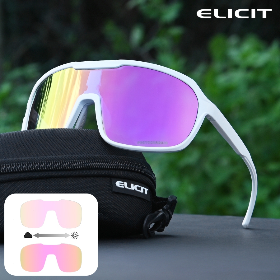 ELICIT-E816 Bộ Kính Đi Xe Đạp Đổi Màu, Chống Gió Ngày Đêm, Băng Đô Ôm Cứng