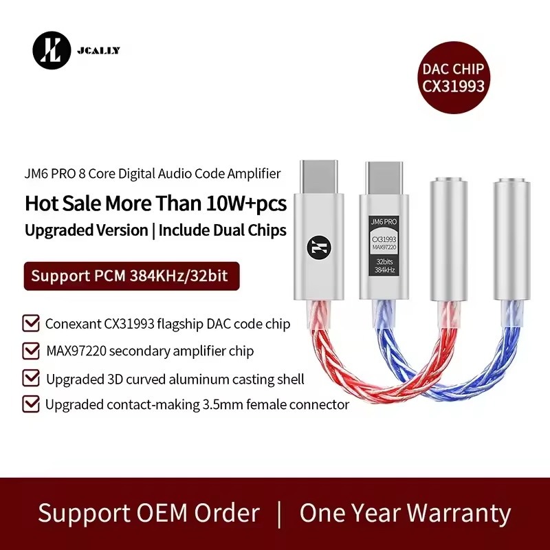 JCALLY JM6 Pro Type-C sang 3.5mm Dual DAC CX31993 MAX97220 Bộ khuếch đại tai nghe âm thanh kỹ thuật 