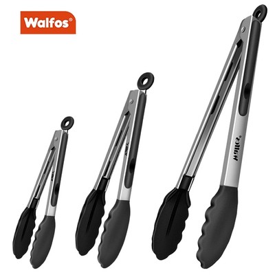 WALFOS 430 Thép không gỉ Khóa Nướng Thịt Nướng Kẹp Thực Phẩm