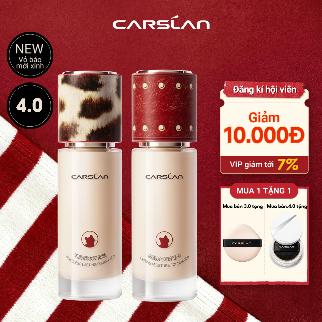 Kem nền CARSLAN dạng lỏng kiềm dầu lâu trôi chống thấm nước suốt 24h 30g
