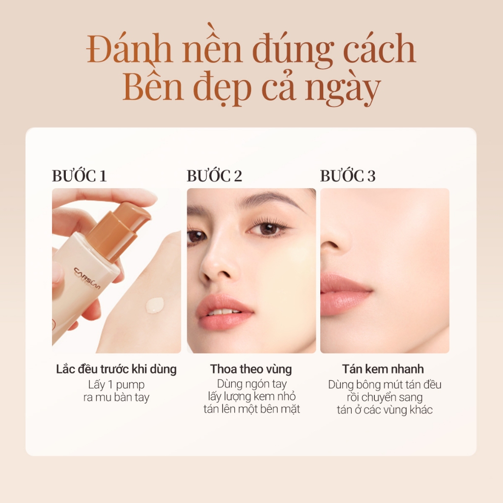 Kem nền CARSLAN dạng lỏng kiềm dầu lâu trôi chống thấm nước suốt 24h 30g | BigBuy360 - bigbuy360.vn