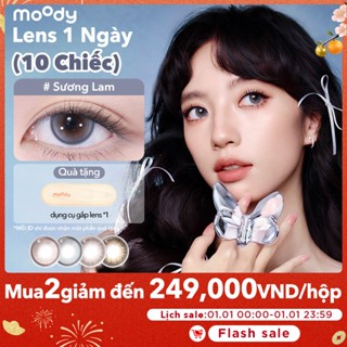  Set 10 kính áp tròng moody giãn tròng 14.2 - 14.5mm màu Sương Lam tự nhiên dễ phối đồ có độ cận  0-7  