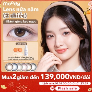   lens moody 6 tháng - 02 chiếc  Kính áp tròng moody 6 tháng Bánh quy may mắn mẫu nâu đen tự nhiên độ cận 0-7 độ giãn tròng 14.0 - 14. 5mm giá 1 cặp  02 chiếc  