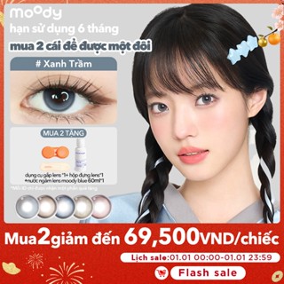   lens moody 6 tháng mẫu đa dạng – 01 chiếc  Kính áp tròng moody 6 tháng màu Xanh Trầm phong cách ngọt ngào trong trẻo độ cận 0-7 giãn tròng 14.0 - 14.5mm 
