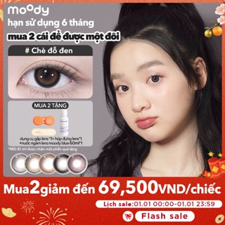   lens moody 6 tháng dòng kinh điển - 01 chiếc  Kính áp tròng 6 tháng moody màu Chè đỗ đen nâu đen tự nhiên có độ cận 0-7 độ giãn tròng 14.0 – 14.5mm 