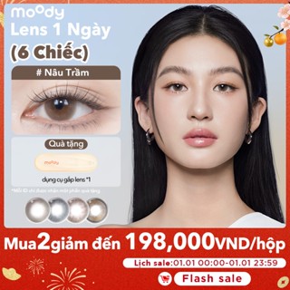  moody silicone hydrogel  06 chiếc lens 1 ngày moody  silicone hydrogel màu nâu đen tự nhiên độ cận 0 - 7 DIA 14.1 - 14.2 
