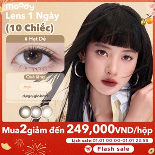  Set 10 chiếc kính áp tròng moody,Lens 1 ngày Màu nâu tự nhiên giãn tròng 14.2 - 14.5mm Nâu Lục BST Tiểu Moo 