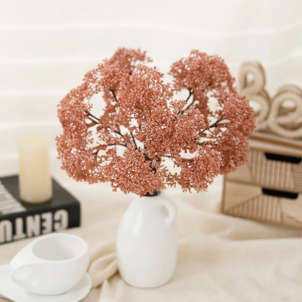 Hoa Giả Milan Berry Trang Trí Nhà Cửa Decor Phòng Khách Bắc Âu Bó Nhành Cơm Trái Cây Thân Nhựa Phụ K