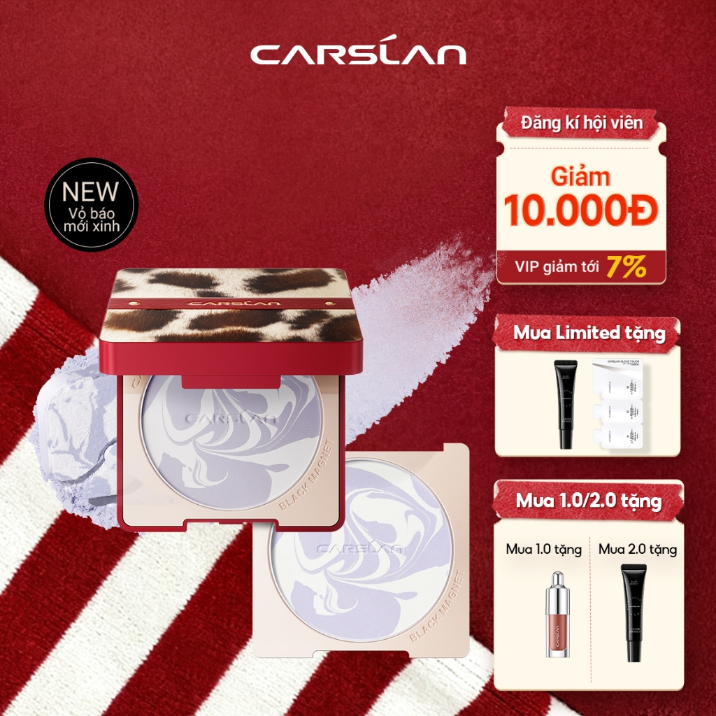  Phấn Nén kiềm dầu Carslan Soft Mist 24h Phấn Phủ trang điểm Mềm Mại Lâu Trôi 8g 
